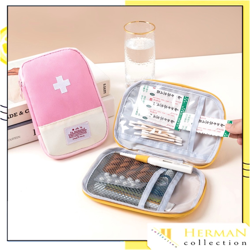Tas P3K Mini Tempat Kotak Obat Organizer Bentuk Persegi — 2