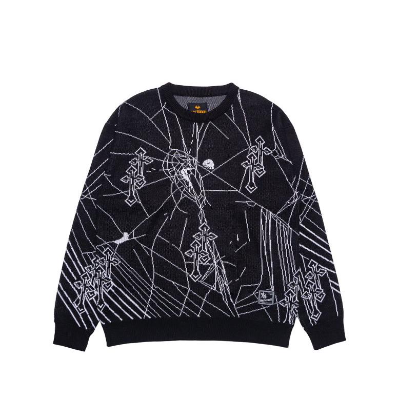 PROMO Besar Easthood Praise Cross Sweater Crewneck Rajut Hitam premium