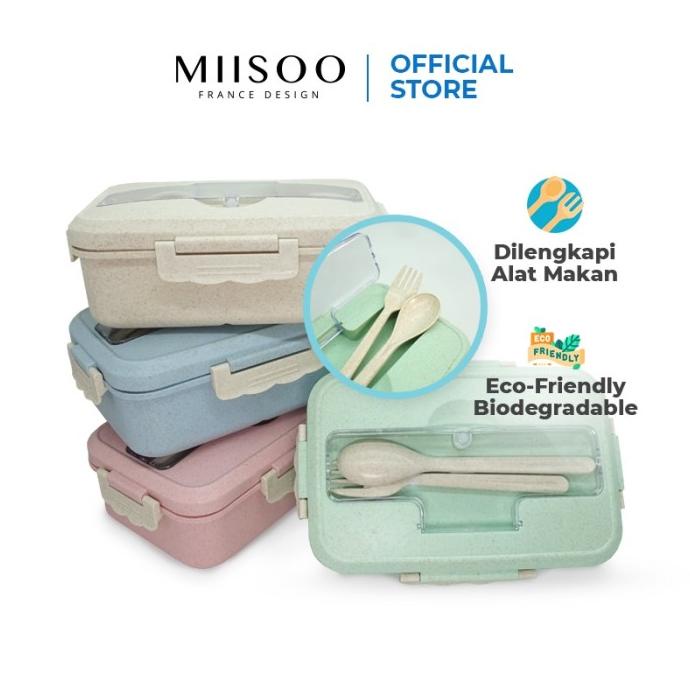 TERLARIS Miisoo Lunch Box Set Kotak Bekal kotak makan Anti Tumpah
