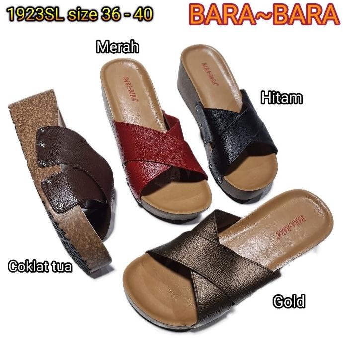 1923Sl Bara Bara Original Sandal Selop Wanita Wedges Sendal Import