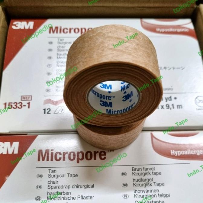 3M 1533-1 Plester Kulit Micropore 1inch / Plester Luka Warna Coklat