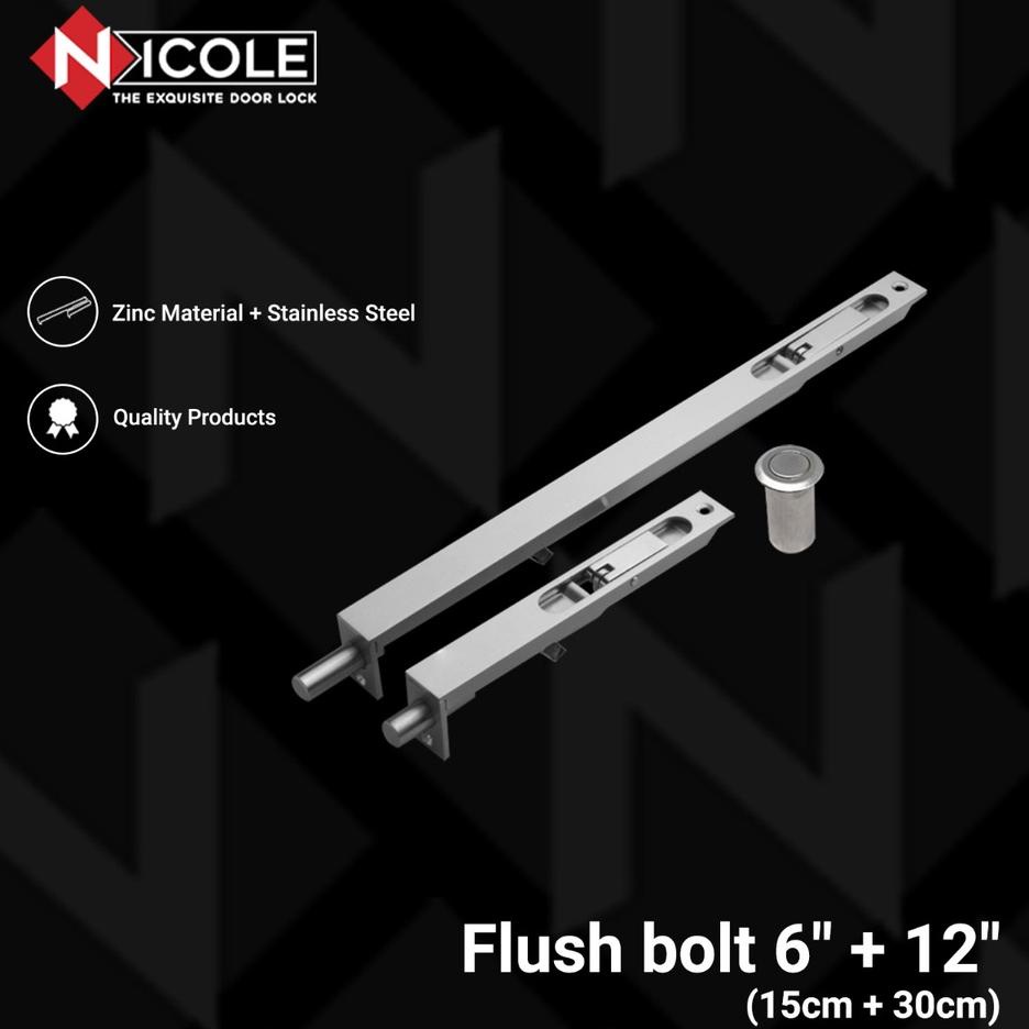 Grendel Tanam Pintu 6" + 12" Grendel Slot Pintu Flush Bolt