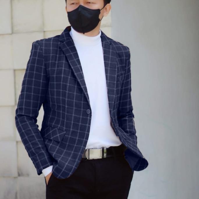 JAS BLAZER PRIA-JAS BLAZER TARTAN KOTAK_KOTAK CASUAL PRIA-JAS SLIMFIT