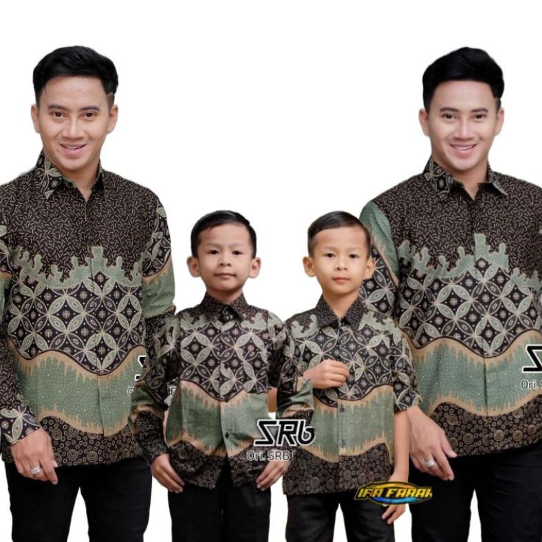 Special - Kemeja Batik Anak Laki laki Warna Hijau Sage Green Batik Pria Dewasa Couple Batik Ayah dan