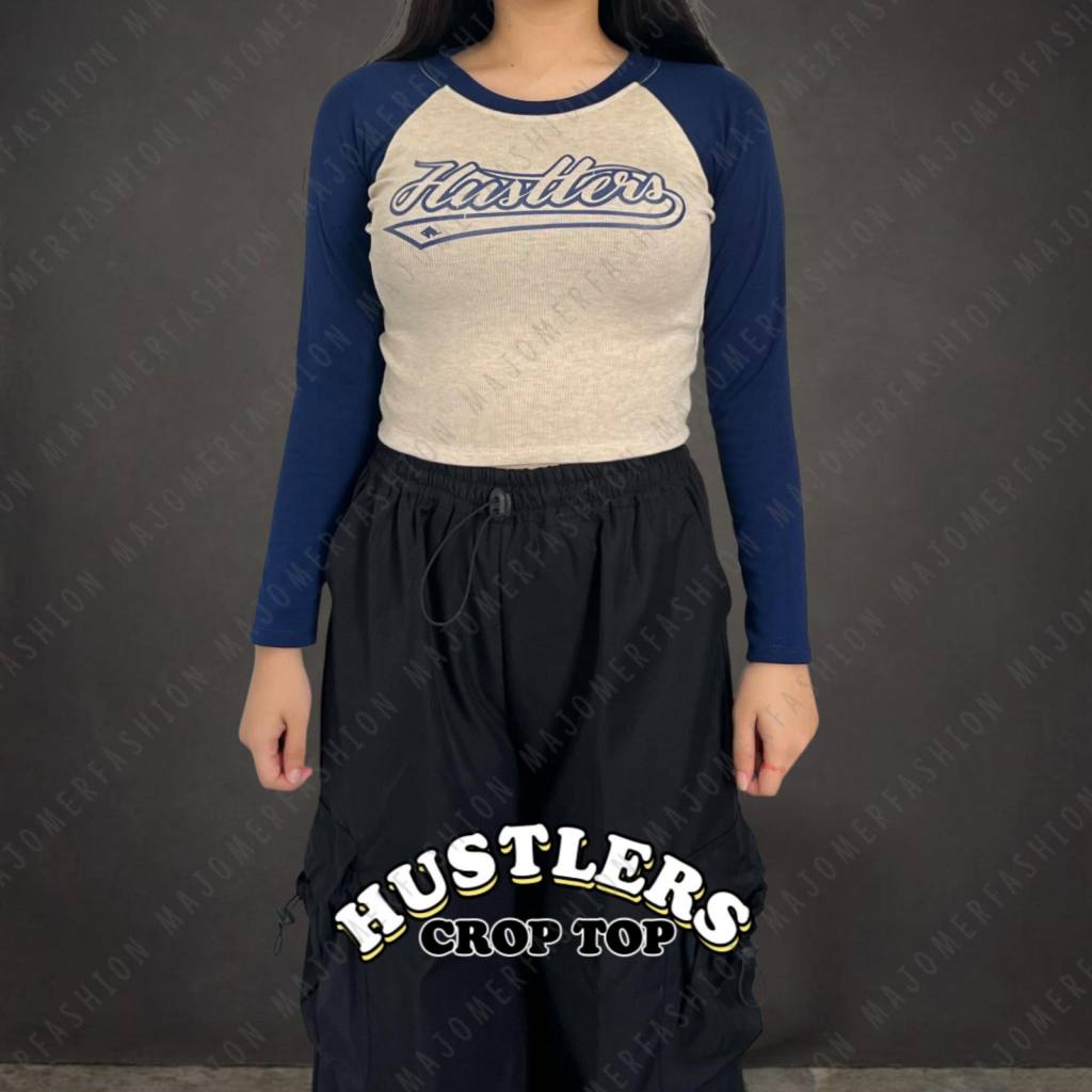 Kaos Wanita Basic T-Shirt Lengan Panjang Longgar Authentic Long Crop Longsleeve Cewek Cropped Top Ko