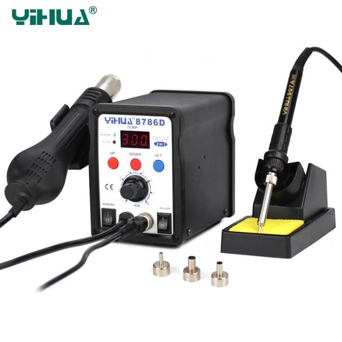 BEBAS ONGKIR - YIHUA 8786D 2in1 Blower Soldering Heat Gun Uap Solder Station Servis