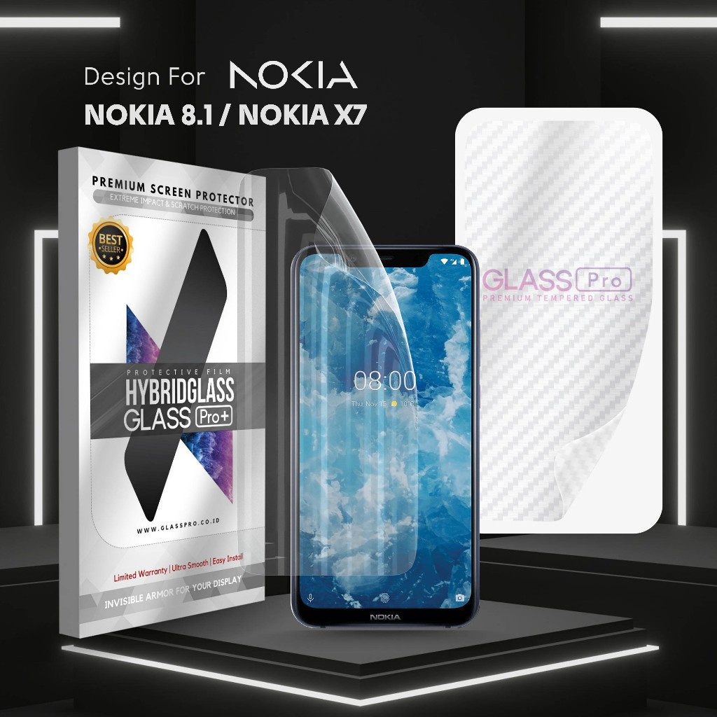Hybrid Glass Premium Anti Gores Hydrogel Nokia 8.1 / Nokia X7 Full Cover Screen Protector Glass Pro 