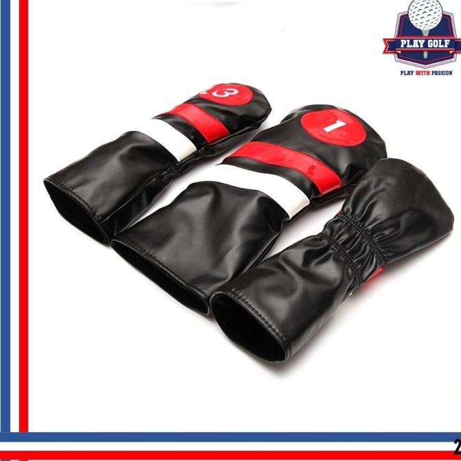 Sarung Stick Golf Wood Hybrid Rescue Driver Set Headcover Cover 3 Pcs