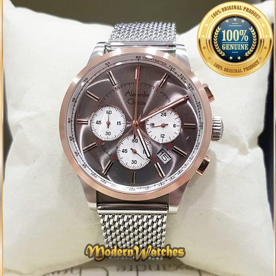 Jam Tangan Pria Alexandre Christie Ac 6574 Hitam Rosegold Brown Alexander Sporty Rantai Pasir