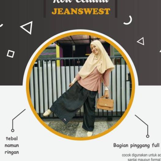 Rok Celana Denim Jeans West Riyrieez - Kulot Rokcelana Casual Wanita Muslimah Bahan Soft Jeans Tebal