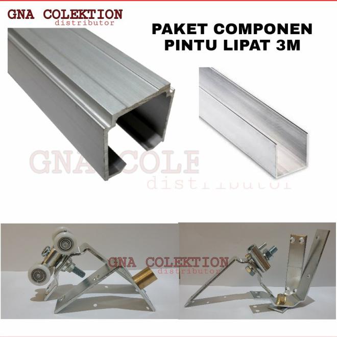 Accecories Pintu Lipat 3Meter 1Set Componen Rel Roda Pintu Lipat 3M