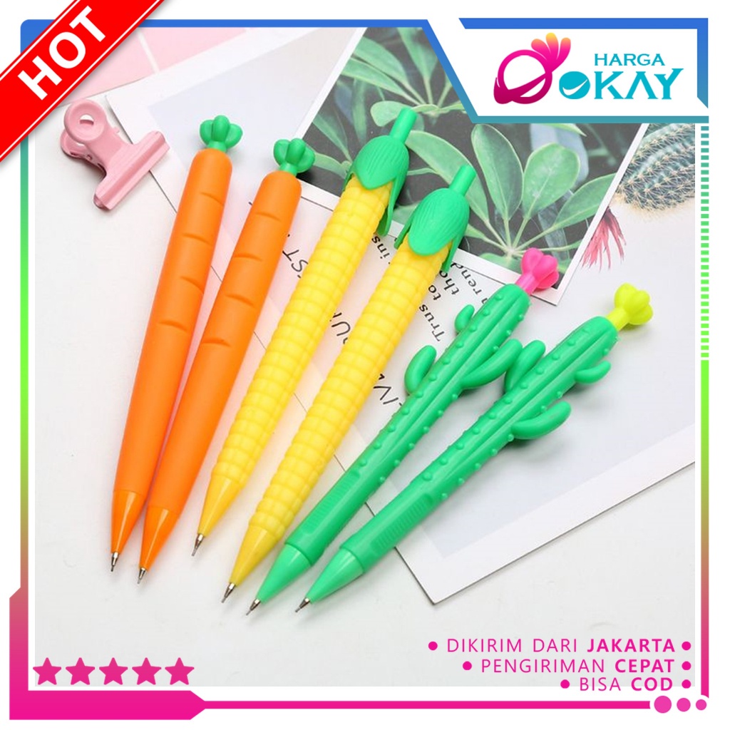 

HO Pencil Vegetables Aesthetic Fancy Wortel Pensil Mekanik Bentuk Sayuran Mechanical Corn Alat Tulis Anak Sekolah Murah