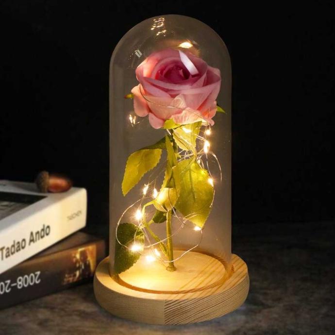 Lampu Tidur Tumblr Hias kamar Dekorasi Bunga Mawar Dengan Alas