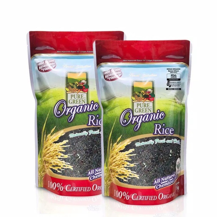 

Puregreen Organic Rice Beras Organik Beras Hitam - Paket 2 x 1 kg