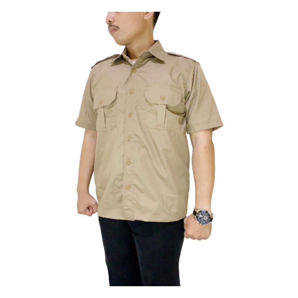 Miliki - kemeja pdl coklat I pdh pria I baju kemeja pdh I seragam atasan I pdl lapangan I kemeja saf