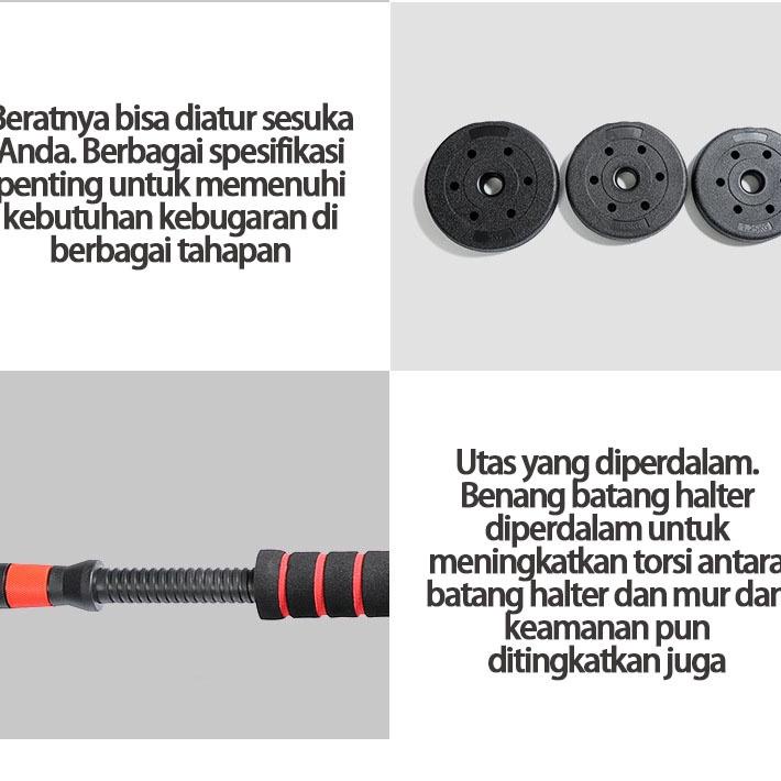 Spot BarangDumbbell Set 20Kg Peralatan Fitness Barbel Set 20 Kg Angkat Besi Dumbbell