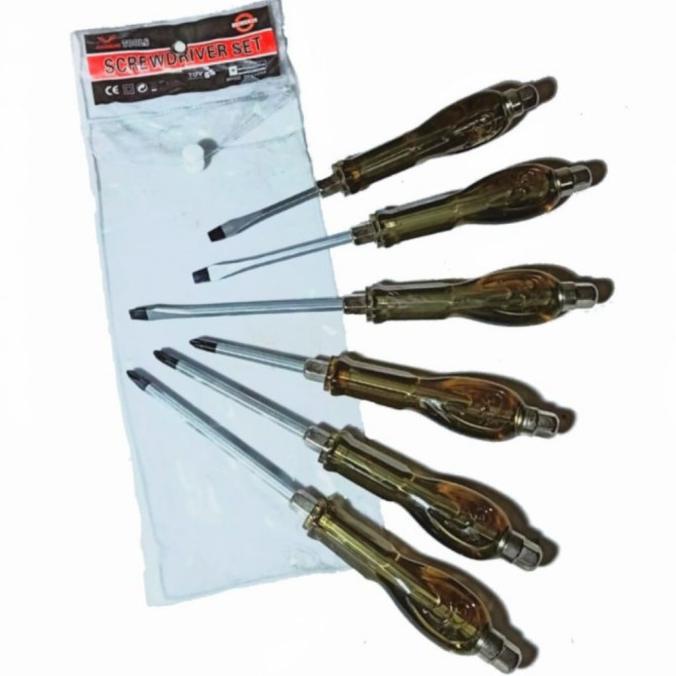 Obeng Ketok Set 6 Pcs Screwdriver Obeng Set Plus Minus.