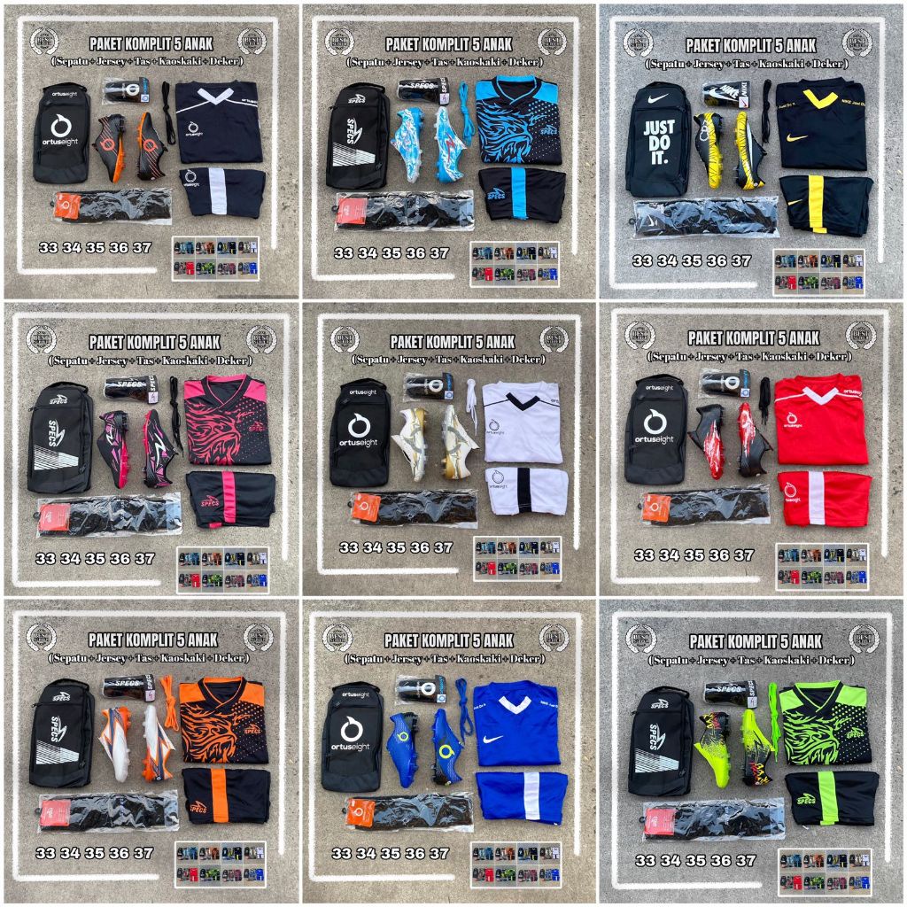 [SPORTY COLLECTION] Full Set Sepatu Bola Anak CR 7 Terbaru Premium Paket Komplit 5 Sepatu Bola Anak