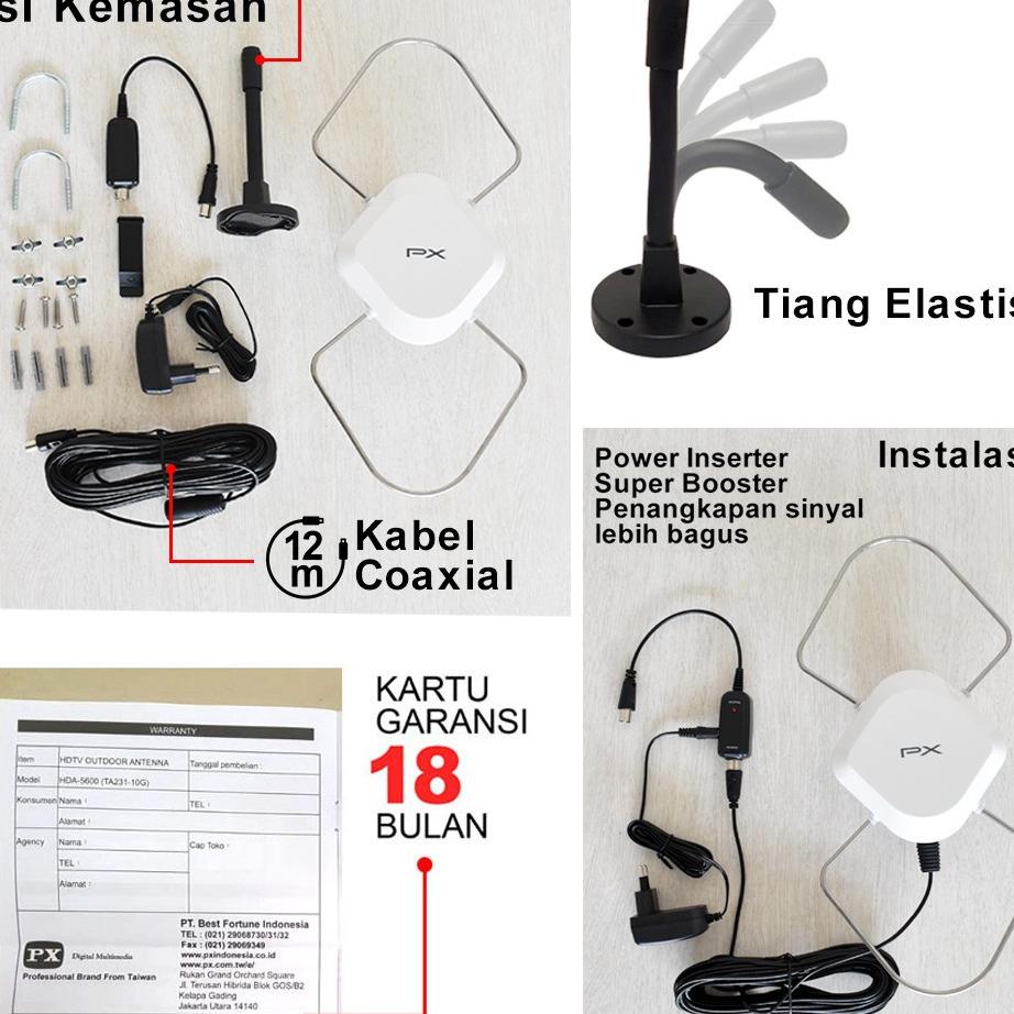 Px Antena Hd 5600 Digital Tv Indoor / Outdoor Antena Tv Led Booster Luar Dan Dalam Ruangan