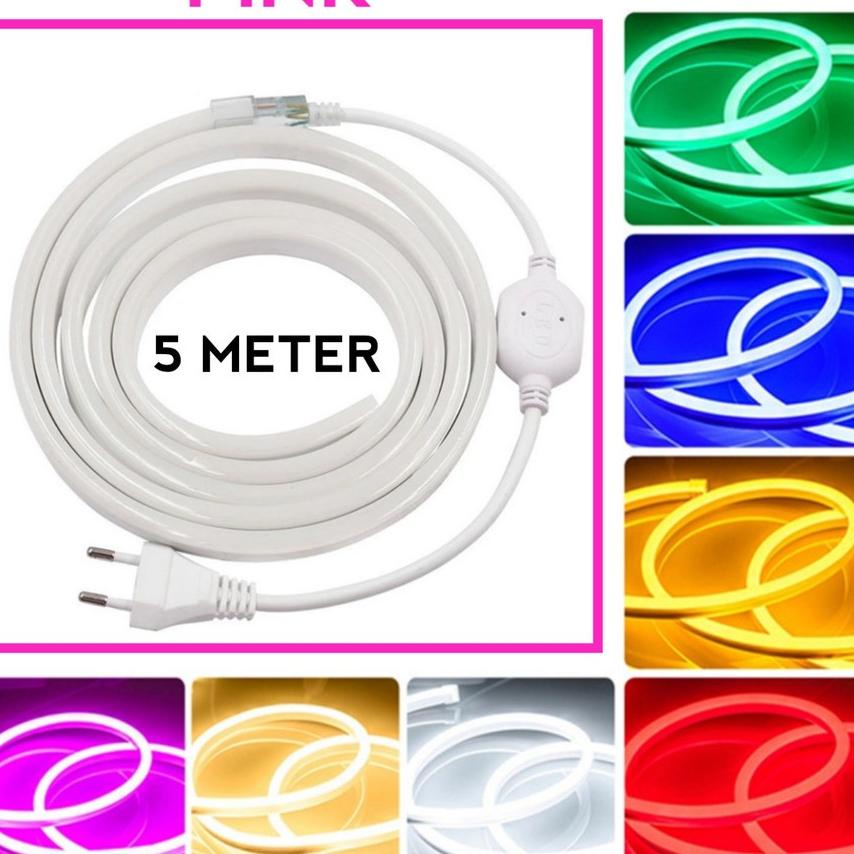 Lampu Selang Led Neon Flex 5 Meter Ac 220V + Soet
