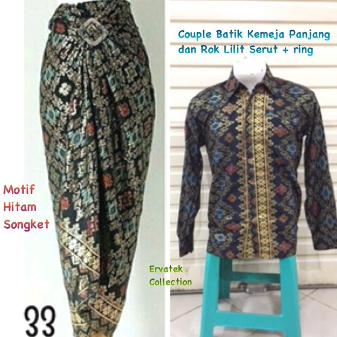 Terbaik Couple Batik Cbpjl24 Kemeja Pria Panjang Dan Rok Lilit Serut Songket Limited Edition