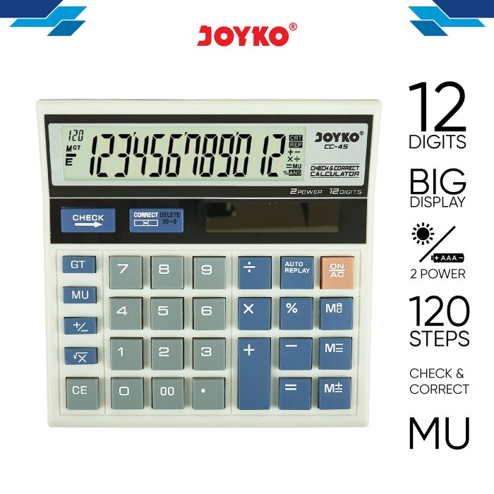 

CALCULATOR KALKULATOR JOYKO CC-45 12 DIGITS CHECK CORRECT ORIGINAL TERBARU