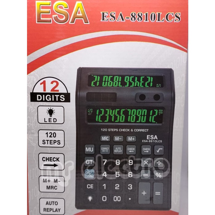 

KALKULATOR ESA 8810 LCS LED BACKLIGHT 2 LAYAR - KALKULATOR 12 DIGIT ORIGINAL TERBARU