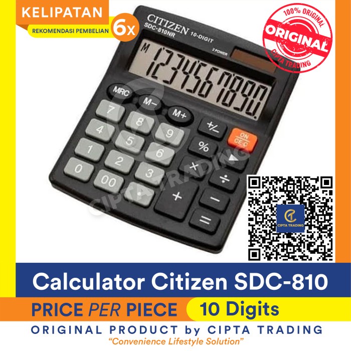 

CALCULATOR - CITIZEN - SDC-810BN ORIGINAL TERBARU