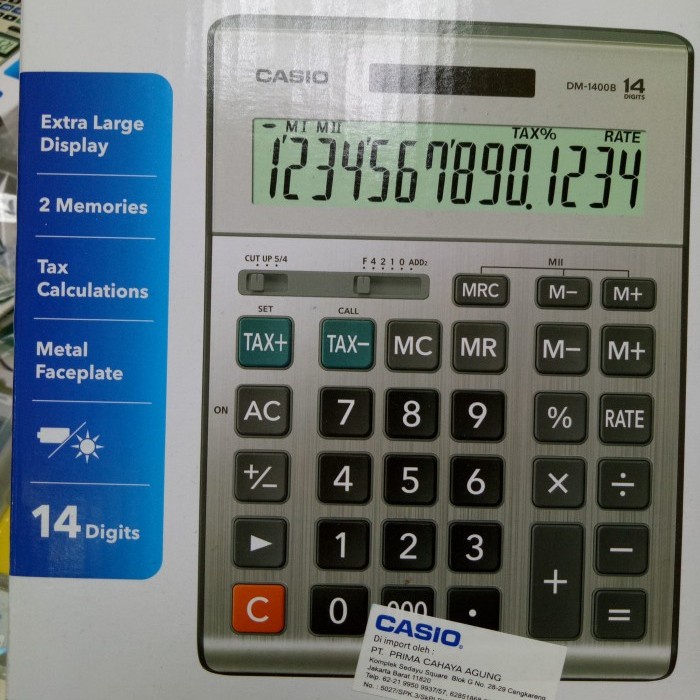 

KALKULATOR 14 DIGIT CASIO DM1400B KUALITAS BAGUS ORIGINAL TERBARU