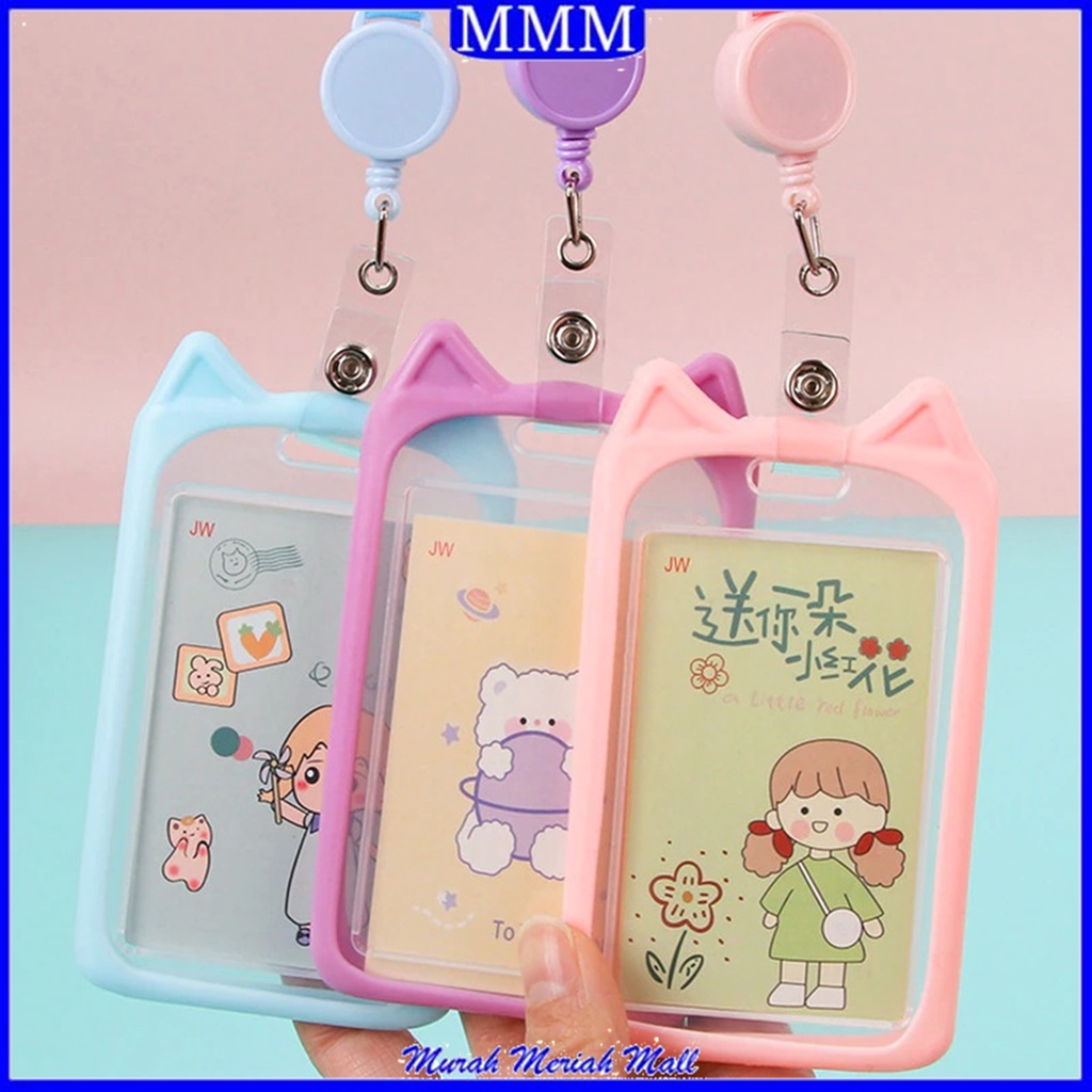 

MMM Name Tag Lanyard Gantungan Kartu Karakter Kucing Lucu Akses MRT Busway E-Money Flazz BRIzi Bentuk Motif Warna Pastel Lanyart Card Holder Id Card