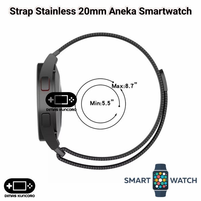Baru Strap Stainless 20Mm Aukey Smartwatch Sw-1P Sw-1S Sw-1 Steel Tali