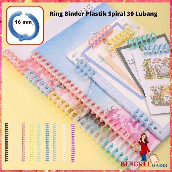 

BG Ring Binder Plastik Spiral 30 Lubang DIY Spiral Binder Strip Lingkaran Buku Cincin Pengikat Kertas Buku Album Buku Tempel Buku Spiral A4