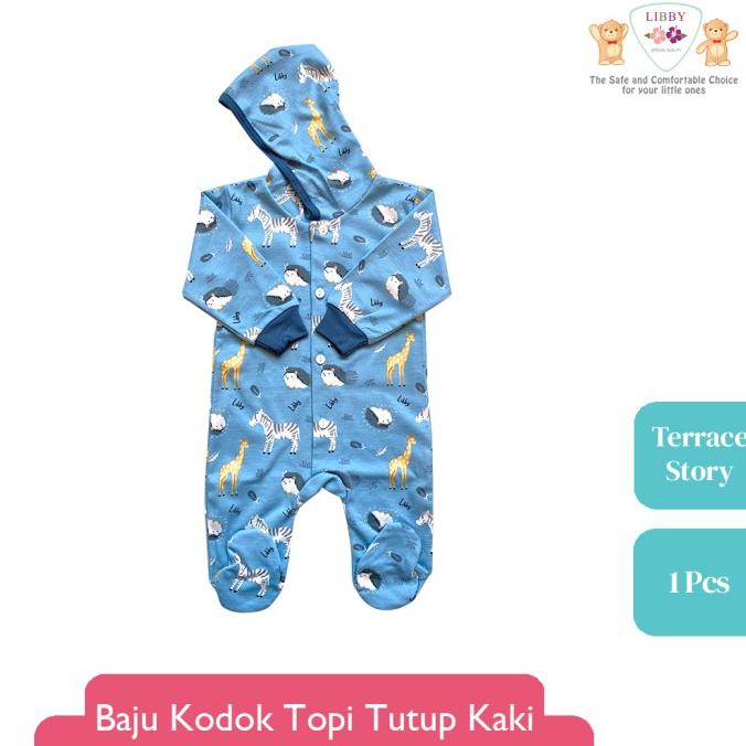 Hot Sale Libby Baju Kodok Panjang Tutup Kaki Pakai Topi Motif Terrace Story (1P