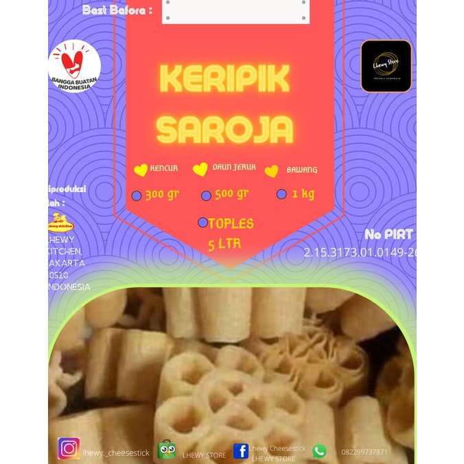 

BIG SALE KERIPIK SAROJA ASIN LHEWY TOPLES 500GR !!!!!