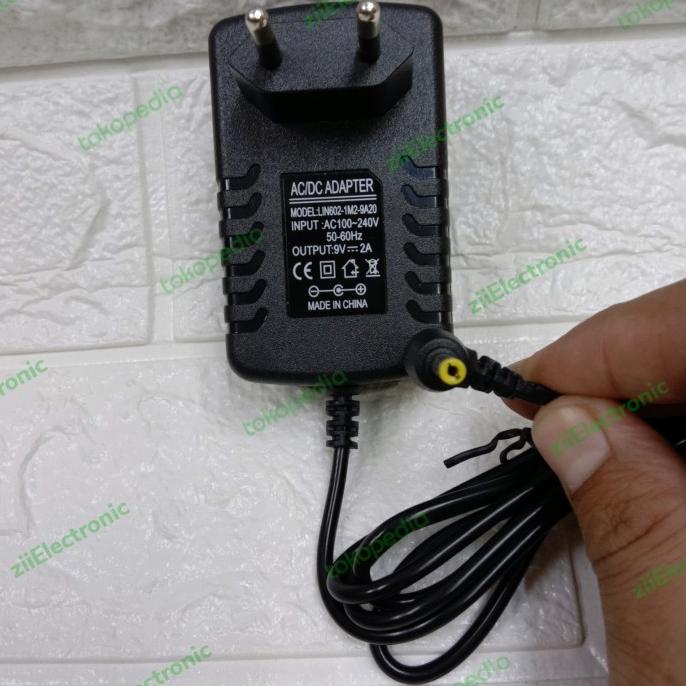 AC DC adaptor 9 volt 2 amper untuk charger speaker portable dat dll