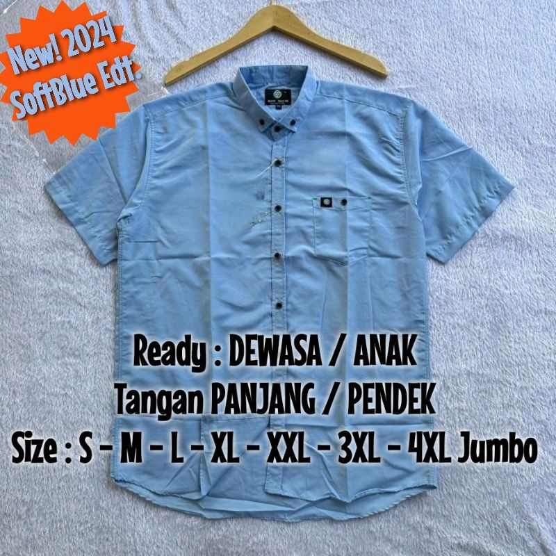 BAJU KEMEJA KOKO DEWASA AYAH ANAK KERAH POLOS LENGAN TANGAN PANJANG PENDEK BiMo WARNA BIRU SOFT BLUE