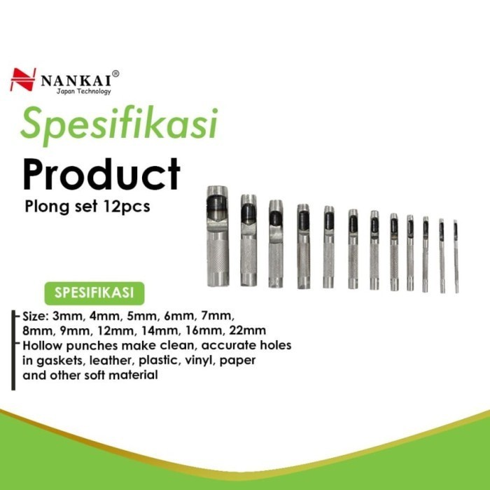 

Nankai Plong Set 12Pcs - Holow Punch - Alat Pembuat Lubang Paking