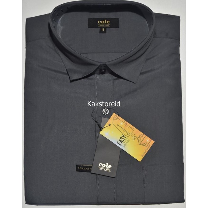 Kemeja Pria Formal Lengan Pendek Cole Abu Polos Reguler Cor 378 Ori Terbaik