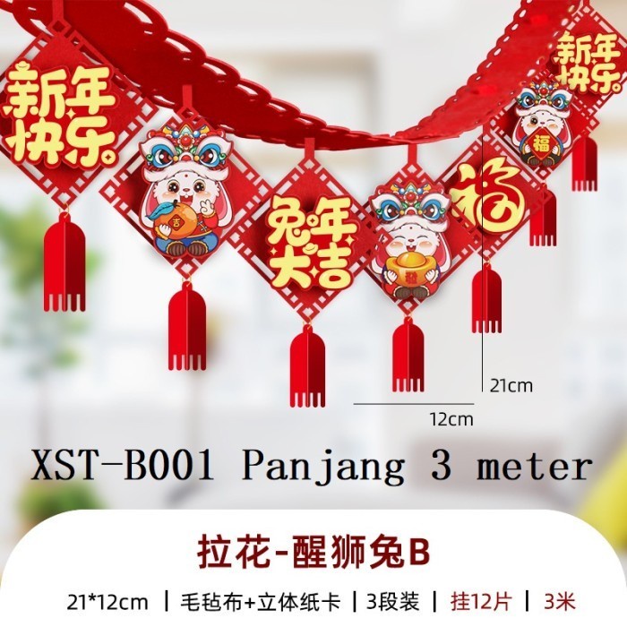 

New! TermuraH yuk!! Garland Imlek Kelinci 2023 CNY Dekorasi Sincia Rabbit Limited