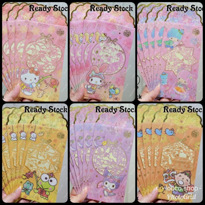 

New! Angpao Panjang Imlek CNY Lebaran Pastel Gold Isi 6 Pcs Sanrio Karakter Limited