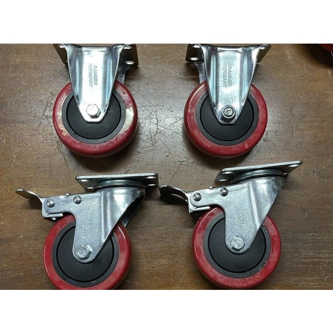 Roda Troli 4 Inch Pu Ranger Germany ( 2 Mati 2 Rem ) 1 Set