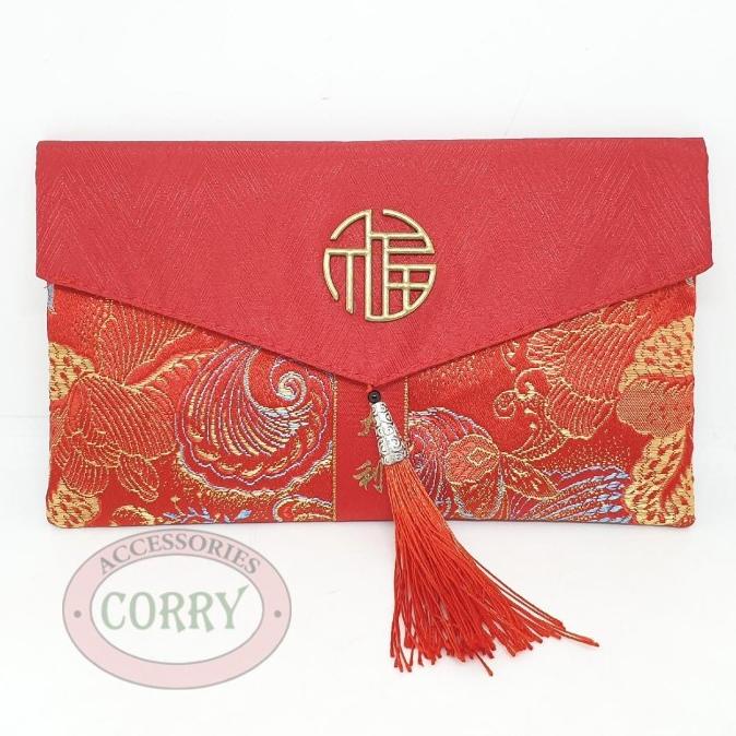 

CH6 Dompet Angpao Imlek Pasar Cheongsam Imlek Merah Emas Gold 20 Cm TERLARIS