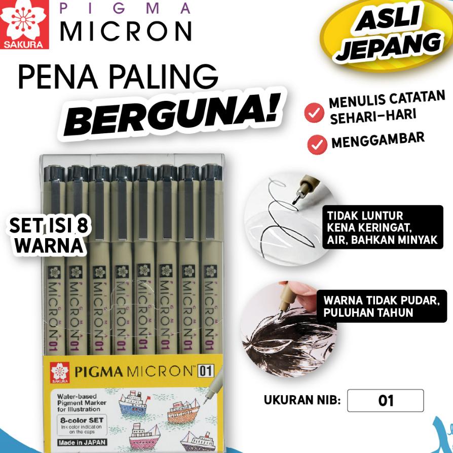 

Drawing Sakura Pigma Cron Set 8 Color Pigment Ink Pul Gambar