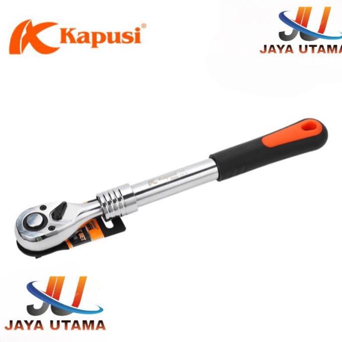 Kapusi Gagang Rachet 1/2 Chrome 72T HD Pegangan Kunci Sock Panjang