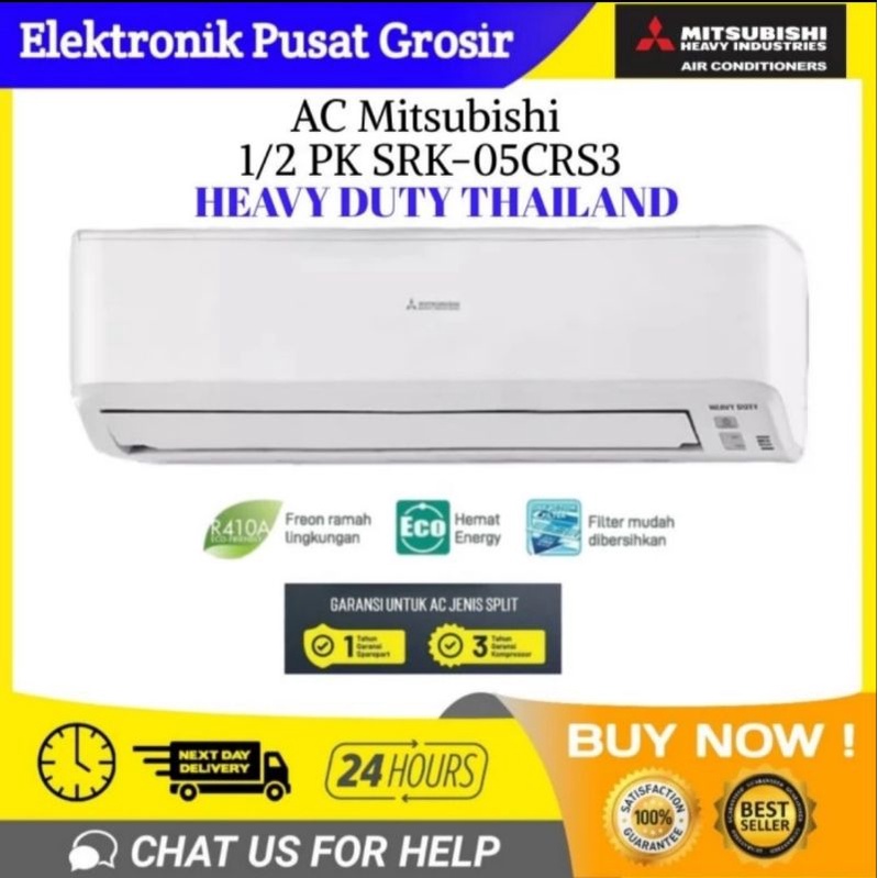 AC MITSUBISHI 1/2 PK SRK05CRS STANDAR Thailand R410 05CRS 1/2PK