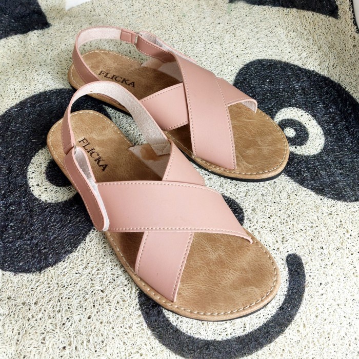 Sandal Sepatu Wanita Ala Korea Sol Karet Non Slip Sandal Teplek Kulit