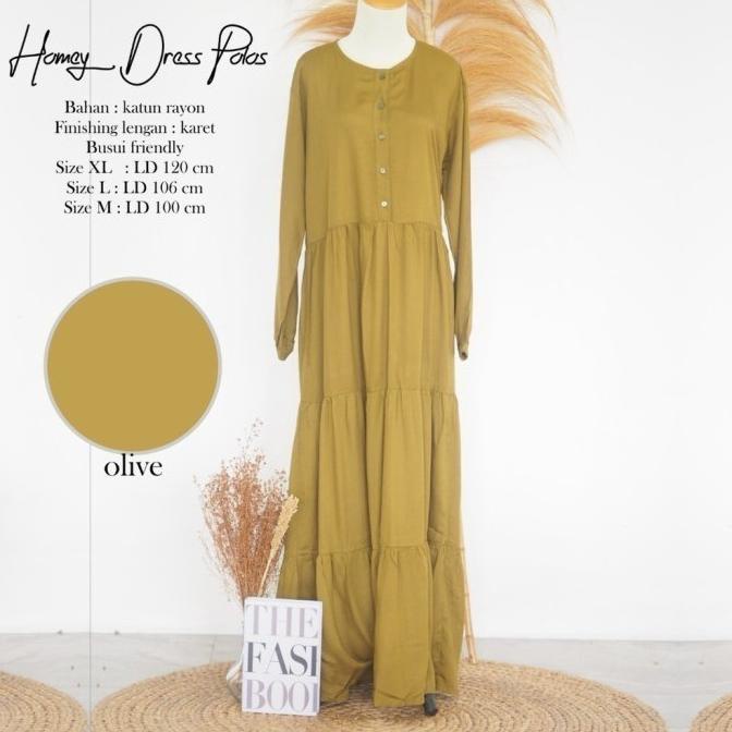 Homey Dress Gamis Polos Hitam dan Putih Gamis Katun Rayon Adem - Homey