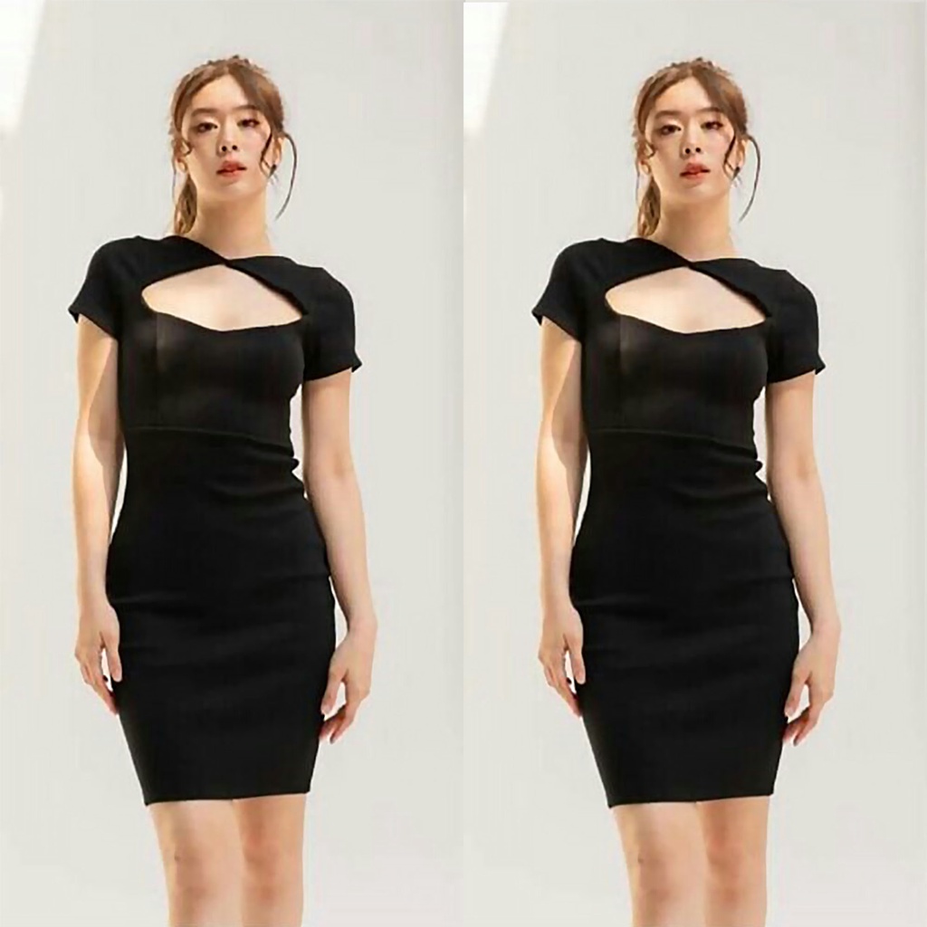 1910 Mini Dress Wanita - Desain Sexy untuk Natal, Tahun Baru, dan Imlek - Warna Hitam dan Biru - Uku