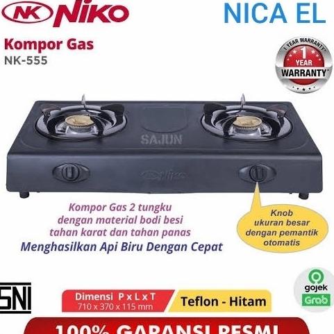Niko Kompor Gas 2 Tungku Teflon NK-555