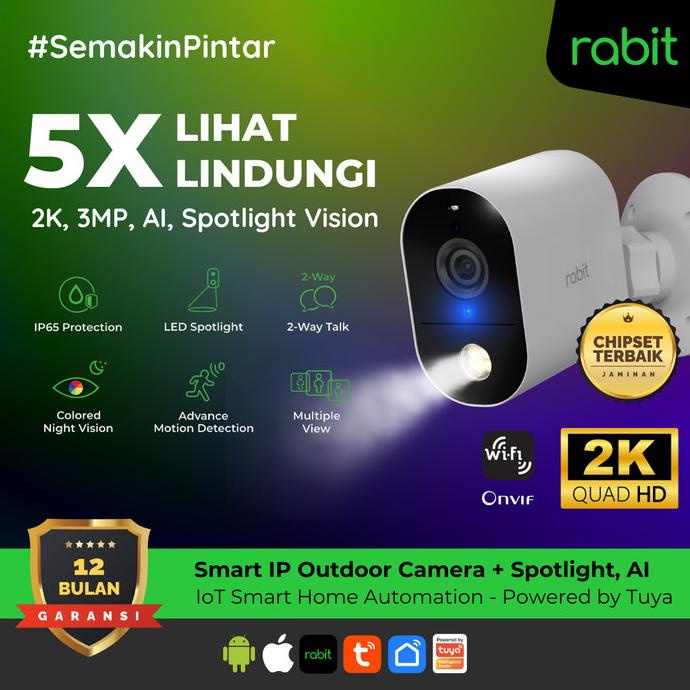 RABIT Smart IP CCTV Camera Outdoor Full HD 2K 3 MP
